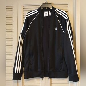 Adidas Original Black+white Stripes Jacket @Size L-EXCELLENT Condition